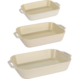 Staub Juego de 3 Recipientes Rectangulares de Cerámica, Blanco