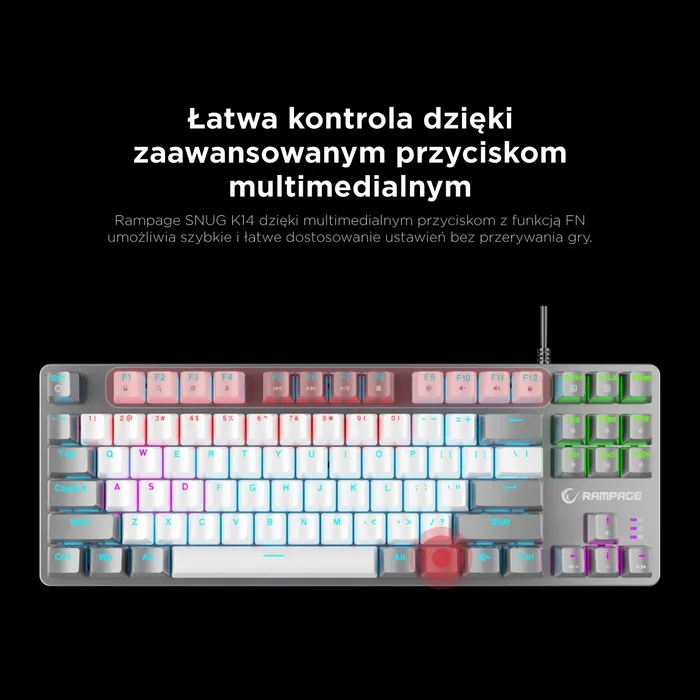 Rampage Snug RGB KRGD Red Teclado Mecánico Gaming Blanco-Gris