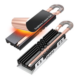 GrauGear G-M2HS07-GC Kit de caloductos para SSD M.2 NVMe 2280, Cobre y Grafeno, Negro