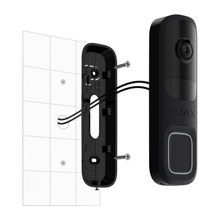 AJAX Video Door Bell Negro - Videoportero Inalámbrico WiFi, Cámara 4MP, Visión Nocturna, Sensor de Movimiento