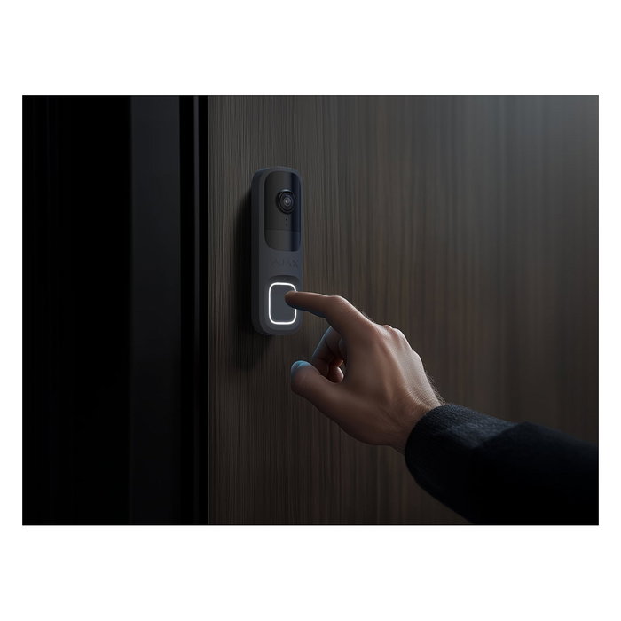 AJAX Video Door Bell Negro - Videoportero Inalámbrico WiFi, Cámara 4MP, Visión Nocturna, Sensor de Movimiento