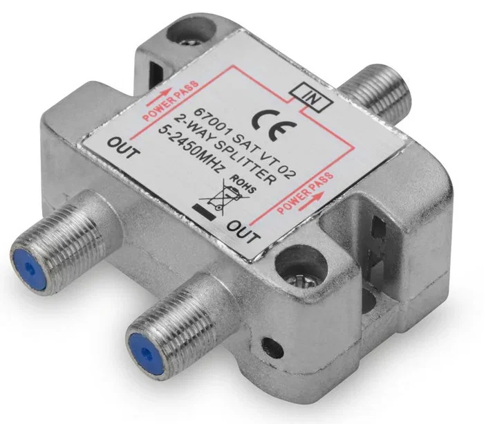 Ednet 84675 Divisor de Señal para Cable Coaxial, 5 - 2400 MHz, Metálico, Conector F, 1 Pieza