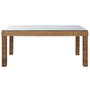 DKD Home Decor Mesa de Comedor de Fibra de Teca y Cristal Templado 180x90x77 cm