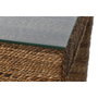 DKD Home Decor Mesa de Comedor de Fibra de Teca y Cristal Templado 180x90x77 cm