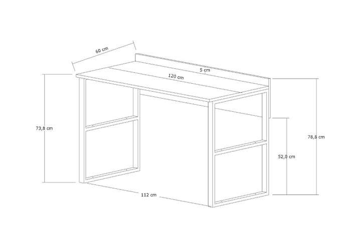 Hanah Home Mesa de Estudio Multifuncional Zafiro y Negro 120x60x75 cm