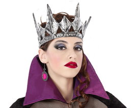 Atosa Corona Plateada con Puntas para Reina o Villana Adulta