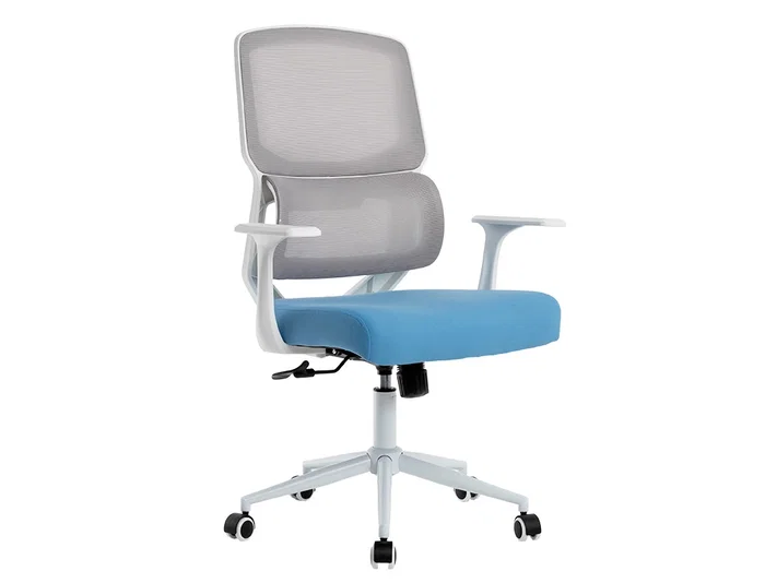 Q-connect Silla de Oficina Lucca Malla Base Metálica Alt Max 1090 Ancho 700 Profundo 650 Ruedas Premium Color Blanco Gris Azul