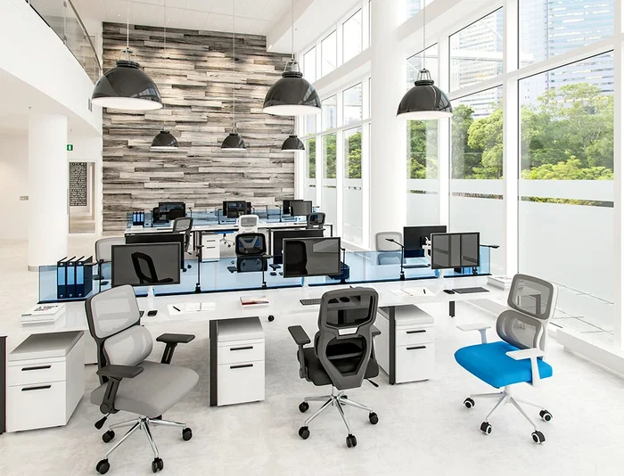 Q-connect Silla de Oficina Lucca Malla Base Metálica Alt Max 1090 Ancho 700 Profundo 650 Ruedas Premium Color Blanco Gris Azul