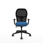 PIQUERAS Y CRESPO Silla de oficina Alocén con mecanismo traslack, malla negra y asiento azul claro