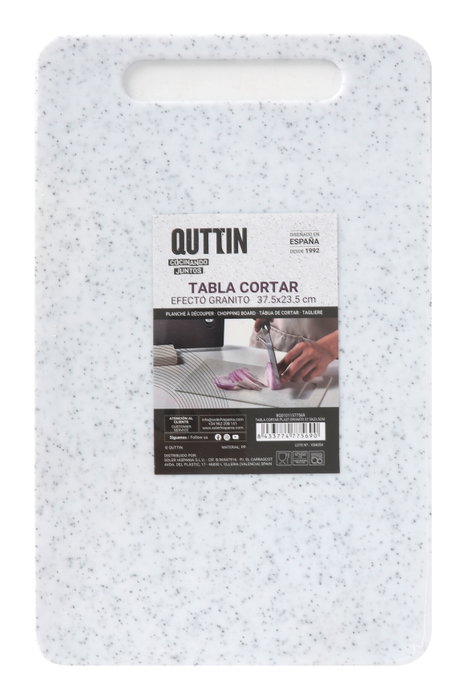 Quttin Pack de 18 tablas de cortar de plástico con efecto granito 37,5 x 23,5 cm aproximados