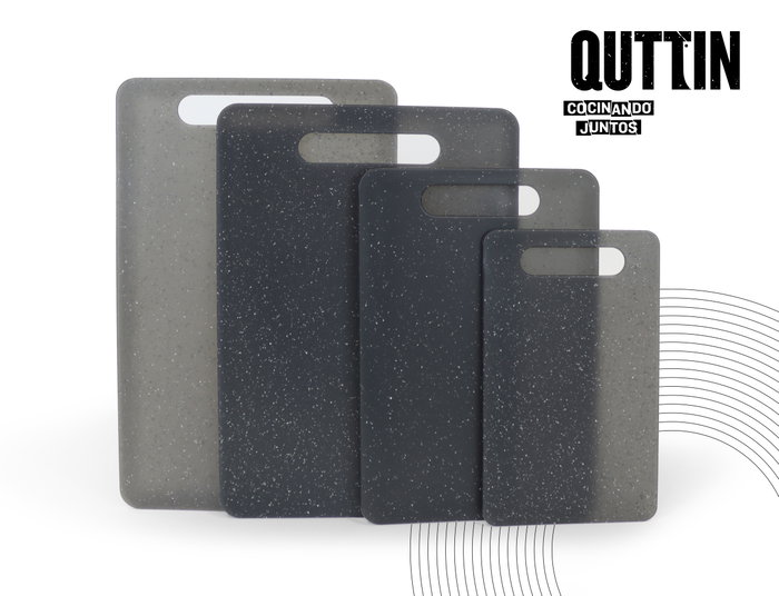 Quttin Pack de 18 tablas de cortar de plástico con efecto granito 37,5 x 23,5 cm aproximados