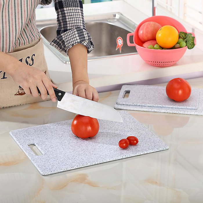 Quttin Pack de 18 tablas de cortar de plástico con efecto granito 37,5 x 23,5 cm aproximados