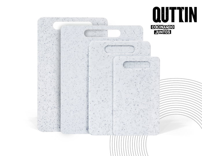 Quttin Pack de 18 tablas de cortar de plástico con efecto granito 37,5 x 23,5 cm aproximados