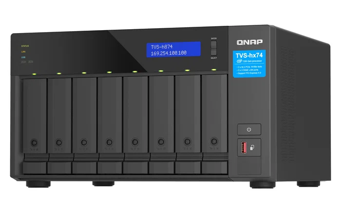 QNAP TVS-H874T-I9-64G Servidor NAS Torre Intel Core i9 64GB DDR4 8 Bahías HDD/SSD RAID 10GbE Negro QTS