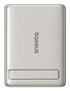 Baseus Picogo AM31 Qi2 Power Bank Magnético 5000mAh 20W con Soporte Ultra-Mini Titanio Natural + Cable Trenzado USB-C a USB-C 30cm Blanco