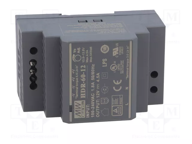 MEAN WELL HDR-60-12 Fuente de alimentación 12V 60W para carril DIN