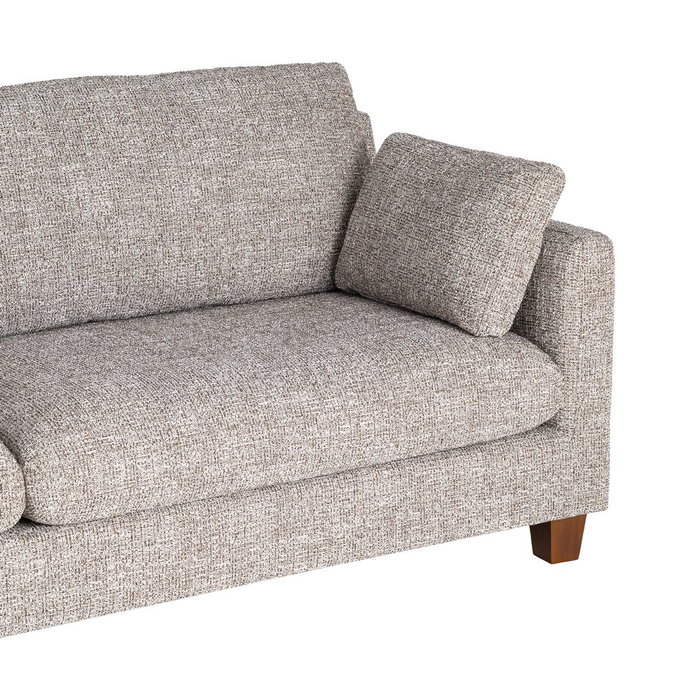 Sofá 3 Plazas Beige Tejido-Madera 221 X 90 X 87 cm Sofá 3 Plazas Beige Tejido-Madera 221 X 90 X 87 cm