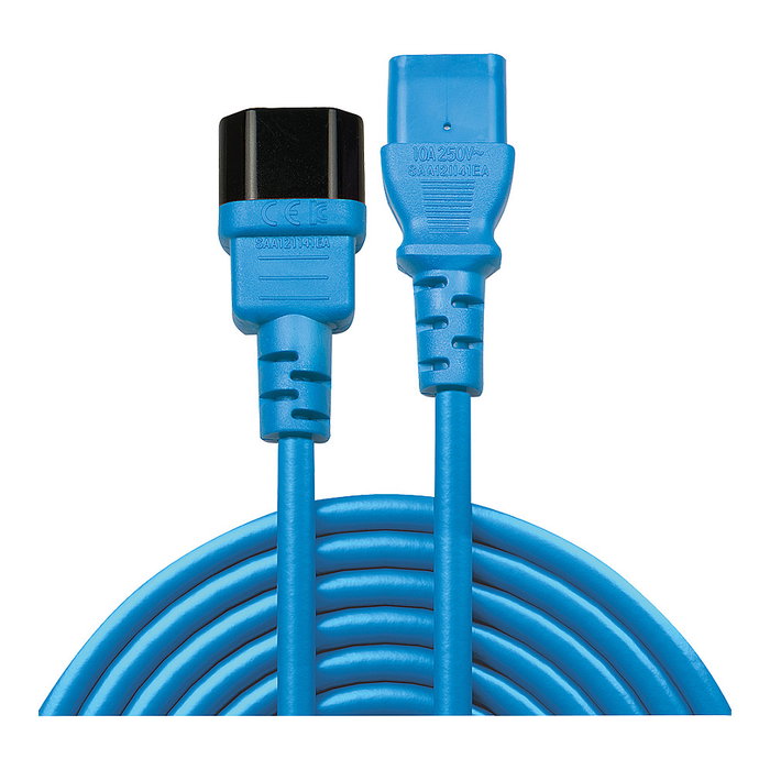Lindy Cable de extensión IEC C13 a C14 de 1 m, Azul/Negro Lindy Cable de extensión IEC C13 a C14 de 1 m, Azul/Negro