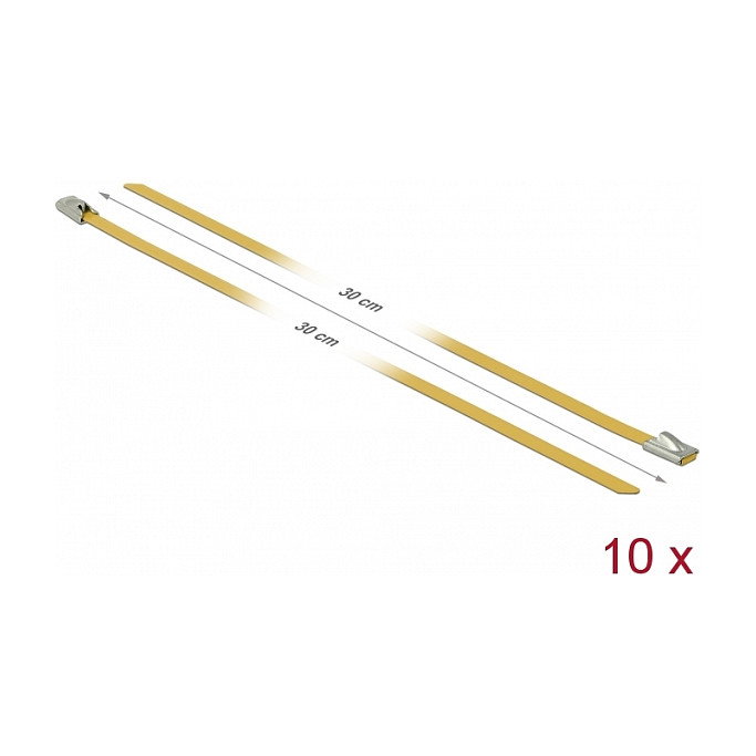 DeLOCK Bridas de acero inoxidable 300 x 4,6 mm Amarillo (10 unidades)
