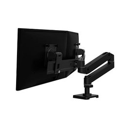 Ergotron LX Pro Series 45-684-292 Brazo de Monitor de Escritorio Doble, para 2 Pantallas LCD de hasta 68.6 cm (27"), Negro, Capacidad 8.5 kg, VESA 100x100 mm
