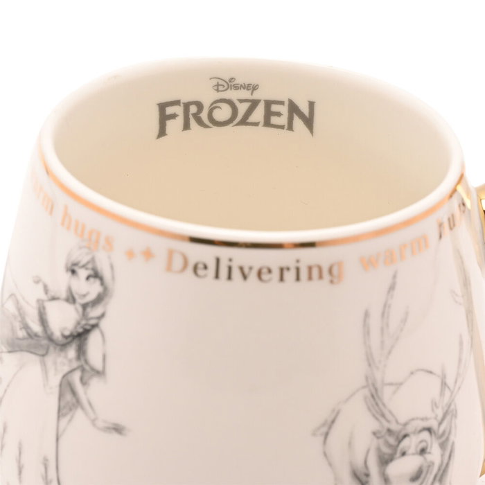 WIDDOP & CO Taza Frozen Disney, Porcelana China, Ilustraciones Esbozadas, Detalles Dorados