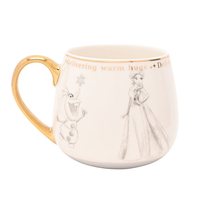 WIDDOP & CO Taza Frozen Disney, Porcelana China, Ilustraciones Esbozadas, Detalles Dorados