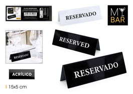 My Bar Placa Acrilica Reservado 15 x 5 cm (24 Unidades)