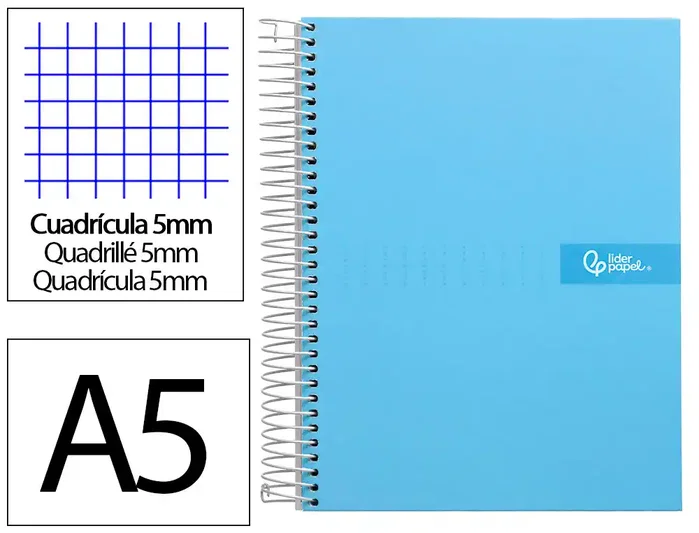 Liderpapel Cuaderno Espiral A5 Micro Crafty Forrada 120h Cuadro 5mm Celeste Liderpapel Cuaderno Espiral A5 Micro Crafty Forrada 120h Cuadro 5mm Celeste