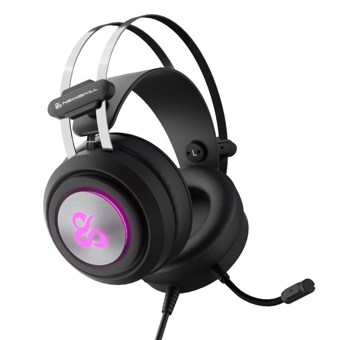 Newskill Drakain V2 Auriculares Gaming con Sonido Surround 40mm, Micrófono Flexible, RGB, Compatible con PC, PS5, Xbox Series X/S, Switch - Negro