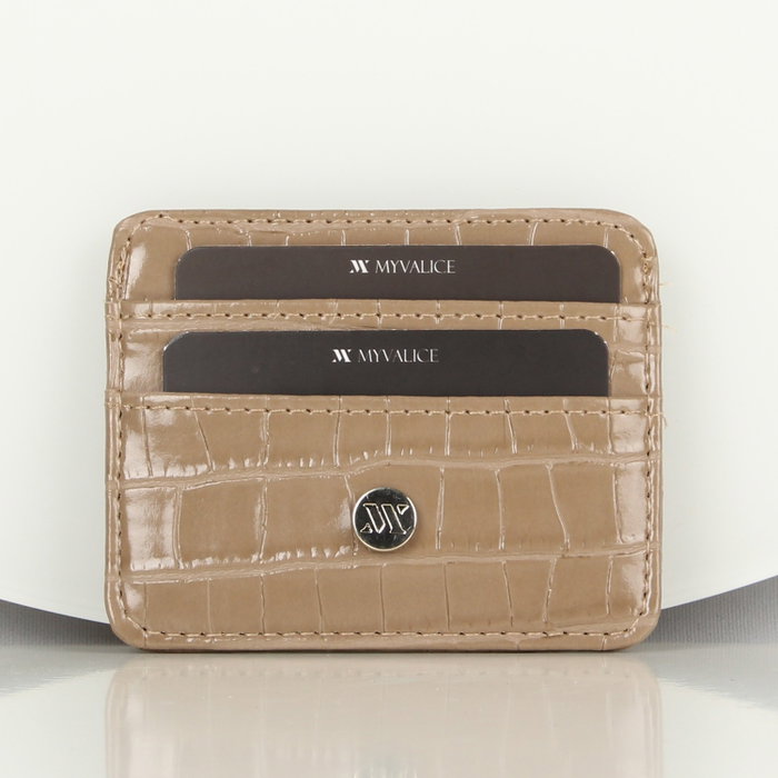 Zoozie Bags 2484 Cartera y Tarjetero de Piel Beige con 4 Fundas para Tarjetas
