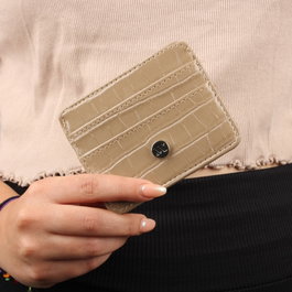 Zoozie Bags 2484 Cartera y Tarjetero de Piel Beige con 4 Fundas para Tarjetas
