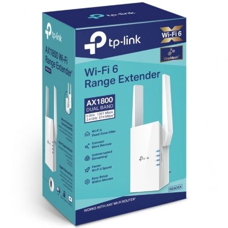 TP-Link RE605X Repetidor WiFi 6 1800Mbps con 2 Antenas para Extender el Alcance Inalámbrico