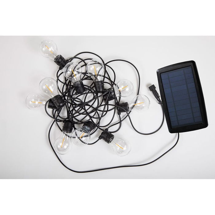 New Garden Guirnalda Solar con Batería y 10 Bombillas LED Integradas Recambiables, 8m, IP44, Sensor Crepuscular