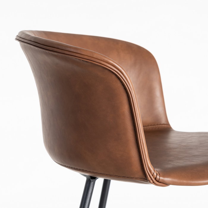 Taburete Marrón Metal / Simil Piel 44,50 X 48,50 X 93,50 cm (Set de 2)