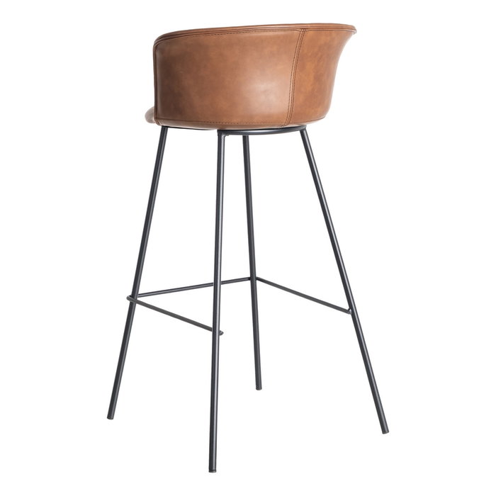 Taburete Marrón Metal / Simil Piel 44,50 X 48,50 X 93,50 cm (Set de 2)