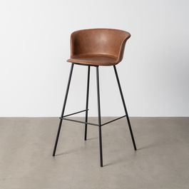 Taburete Marrón Metal / Simil Piel 44,50 X 48,50 X 93,50 cm