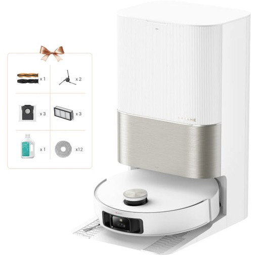 Dreame X50 Ultra Complete Saugroboter Aspirador Robot con Autovaciado y Fregado, Mapeo 3D, 20000 Pa, Blanco/Negro/Acero