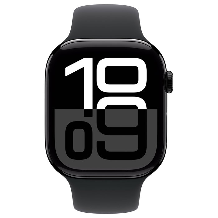 Apple watch series 10, smartwatch negro brillante , aluminio, 46 ??mm, correa deportiva negra s/m, celular mwy33qf/a