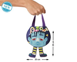 Bolsa Recoge Caramelos Monstruo Azul 28x20 cm Con Patas Colgantes Halloween