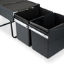 Emuca Contenedor de reciclaje de fijación inferior, 2x15L, Negro