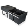 Emuca Contenedor de reciclaje de fijación inferior, 2x15L, Negro
