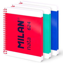 Milan Cuaderno Espiral A5 80H 95gr Pautado 7mm Tapa Dura Colección Nata 624 Pack 3 Ud