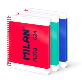 Milan Cuaderno Espiral A5 80H 95gr Pautado 7mm Tapa Dura Colección Nata 624 Pack 3 Ud