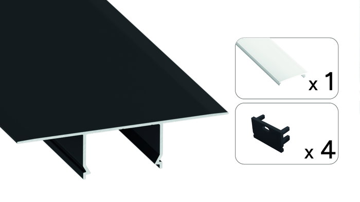 GreenIce Perfil de Aluminio KIMERA-NORGE Anodizado Negro con Difusor Opal y Tapones 2,02M GreenIce Perfil de Aluminio KIMERA-NORGE Anodizado Negro con Difusor Opal y Tapones 2,02M