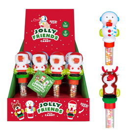 Basics Muñeco que estira la lengua con caramelos sin gluten, 3 modelos navideños: Papa Noel, Muñeco de Nieve y Reno