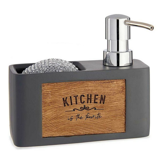 Kinvara Dispensador Soporte Esponja Gris con Grabado de Madera Kinvara Dispensador Soporte Esponja Gris con Grabado de Madera