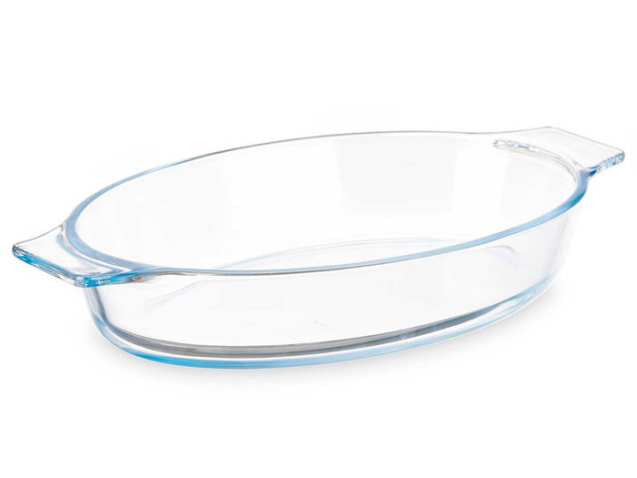 Vivalto Bandeja Ovalada de Borosilicato con Asas, 800 ml, Transparente, 27x4.5x15.8 cm (Set de 18) Vivalto Bandeja Ovalada de Borosilicato con Asas, 800 ml, Transparente, 27x4.5x15.8 cm (Set de 18)