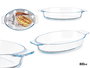 Vivalto Bandeja Ovalada de Borosilicato con Asas, 800 ml, Transparente, 27x4.5x15.8 cm (Set de 18)
