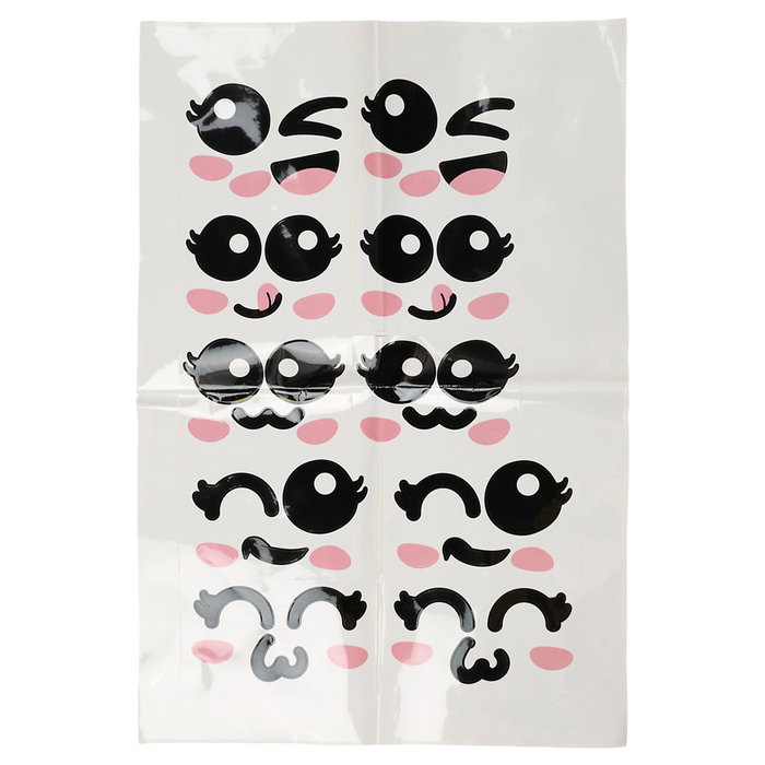 Party Time Juego de 10 Globos Kawaii con Pegatinas - Colores Surtidos (Azul, Rosa, Amarillo) - 20cm de Altura