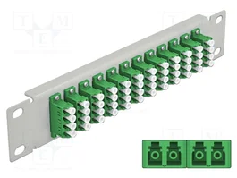 DeLOCK Patchpanel de fibra óptica 10″ 12 puertos LC Quad verde 1U gris